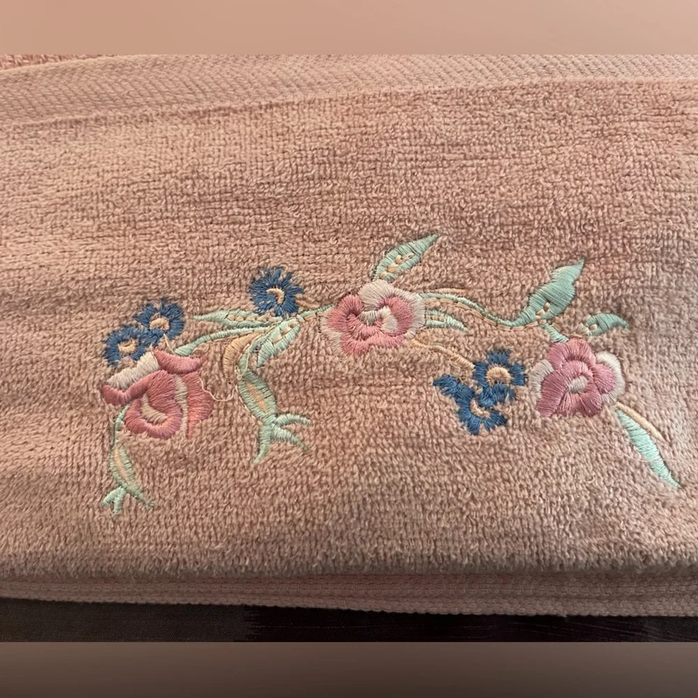 2 Embroidered Pink Hand Towels